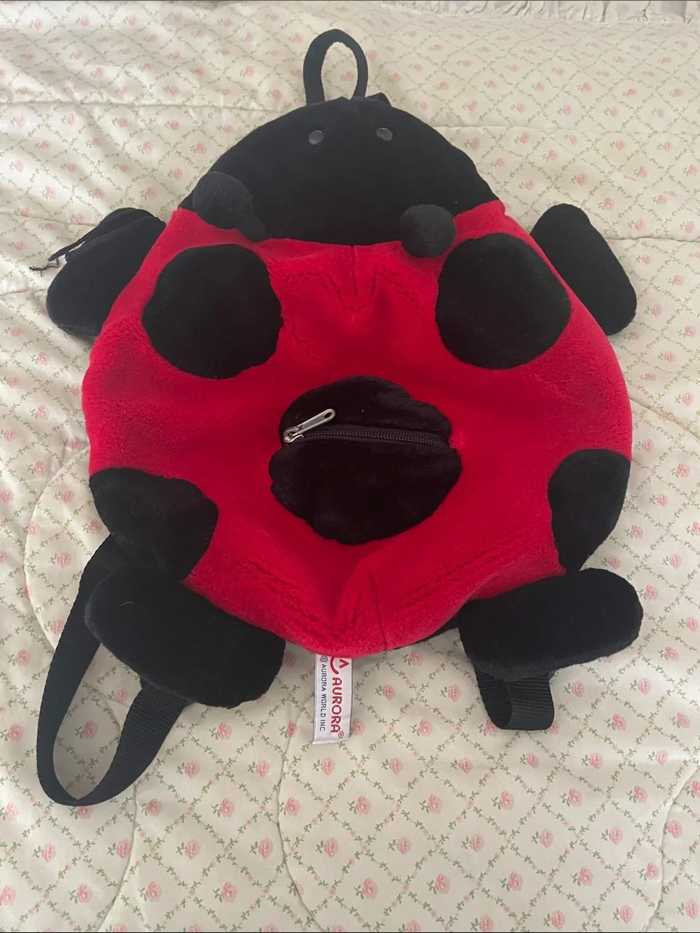 Kids Ladybug Plush Backpack - Red and Black